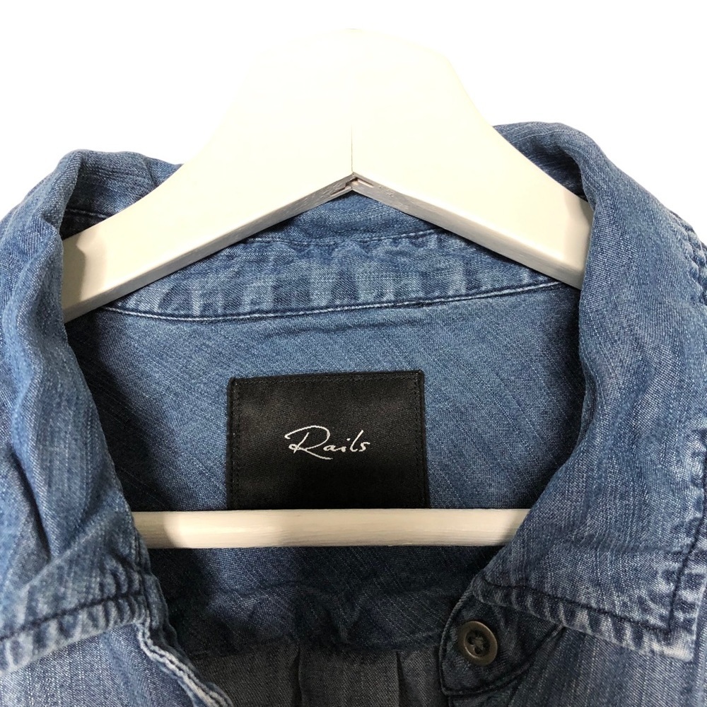 Rails Chambray Patchwork Button Down Shirt - image 8